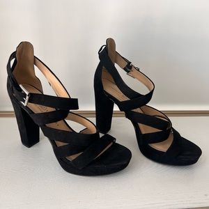 DSW Black Strappy Heels